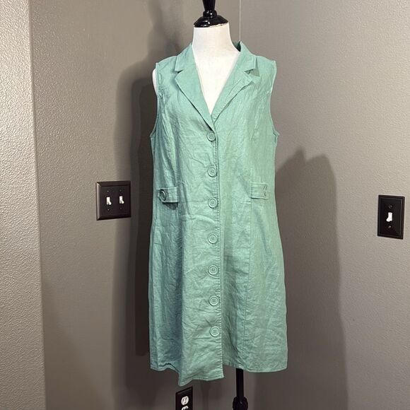 Modcloth Mint Green Mini Dress Linen Viscose - Picture 1 of 8